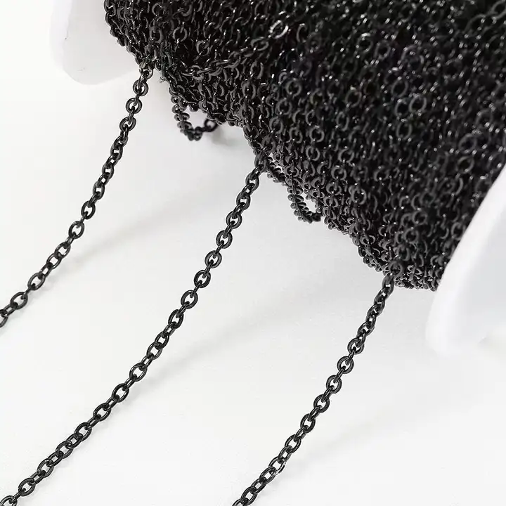 黒色のチタン製O字と十字の細身ネックレス【Diy用・洗練されたデザイン】