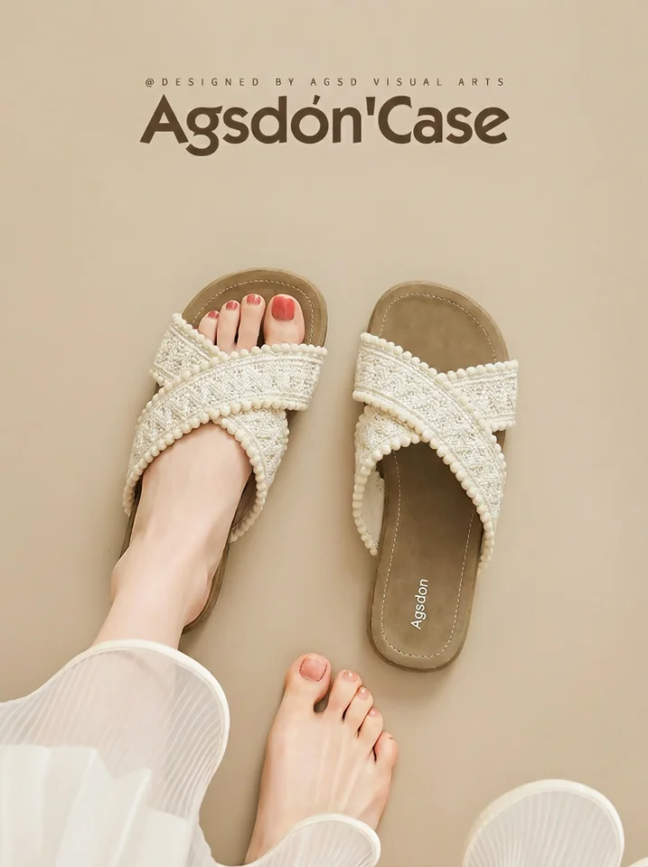 夏用フレンチスタイルの女性用サンダル【極上の柔らかさ・スカートにぴったり】（セットアップ対応）