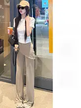 春夏向け コーヒーカラーのフレアパンツ【ハイウエスト・スリムフィット・レディース】
