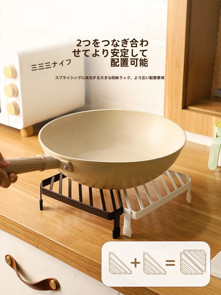 多機能キッチン鍋スタンド：大型調理器具の収納と耐久性を実現する金属製角型デザイン