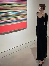 セクシーなバックオープンデザインのサイドスリットキャミワンピース【ドレープ・ウエスト絞り・ロングタイプ】（セットアップ対応）