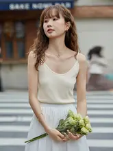 バックとフロントの両方で着用可能なアイスシルクキャミソール【夏用・フィット・ノースリーブ】