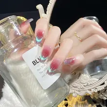 プレスオンネイル 付けネイル フレンチネイル キャットアイ グラデーション ぼかしチーク 上品 手作り ミディアム丈 血色感