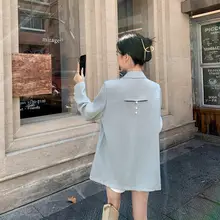 清涼感あるミントグリーンのゆったりとした薄手ジャケット【レディース・秋春用・シルエット美人】