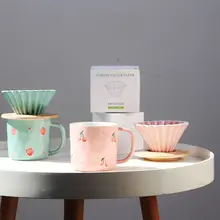 高可愛さの手描きデザイン コーヒーカップ＆折り紙式フィルター【ハンドドリップ用・器具付き】（セットアップ対応）