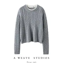 冬用 フェニックスデザイン ラウンドネック ケーブルニットカシミヤセーター【女性用・ゆったりタイプ・秋冬】（セットアップ対応）