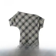 半袖Tシャツ レディース チェック柄 カラーブロック 斜め襟 ギャザー タイト ウエストシェイプ クロップド アメカジ ヴィンテージ 甘辛MIX トップス