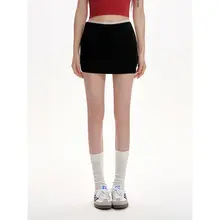 黒のハイウエストAラインミニスカート【タイトフィット・夏用・女性用・ショート】
