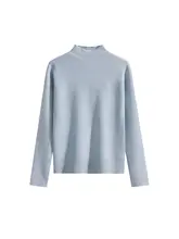 浅青色のハイネックニットトップス【秋冬用・重ね着対応】