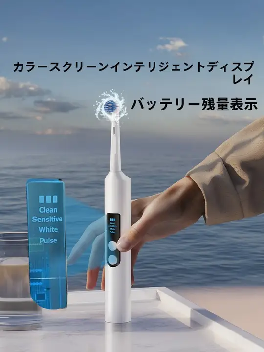 回転振動機能付き電動歯ブラシ【自動・カラーディスプレイ・充電式・男女兼用】