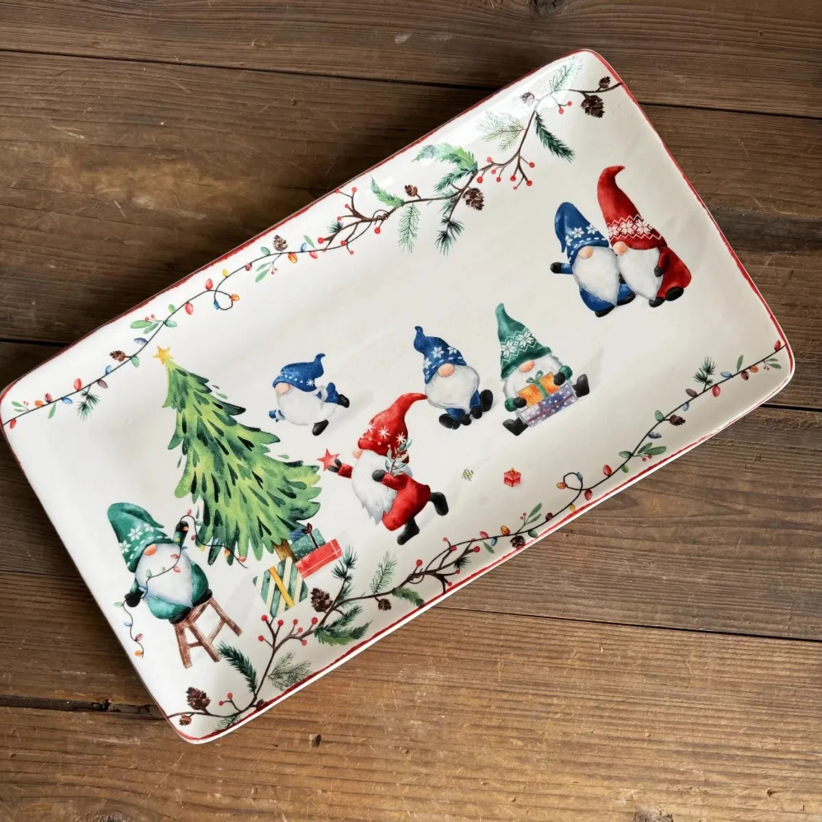 クリスマスプレート 陶器製サンタクロースデザイン 長方形 ディスプレイ用の選び方と実際の使い方