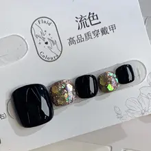 夏用 ネイルシール【ブラックラメ・ハンドメイド・フット用】