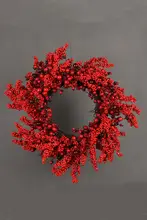 赤い果実の造花クリスマスリース【華やかな飾り・インテリア用】
