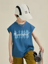 タンクトップ キッズ ボーイズ 英字プリント 薄手 ノースリーブTシャツ トップス 夏