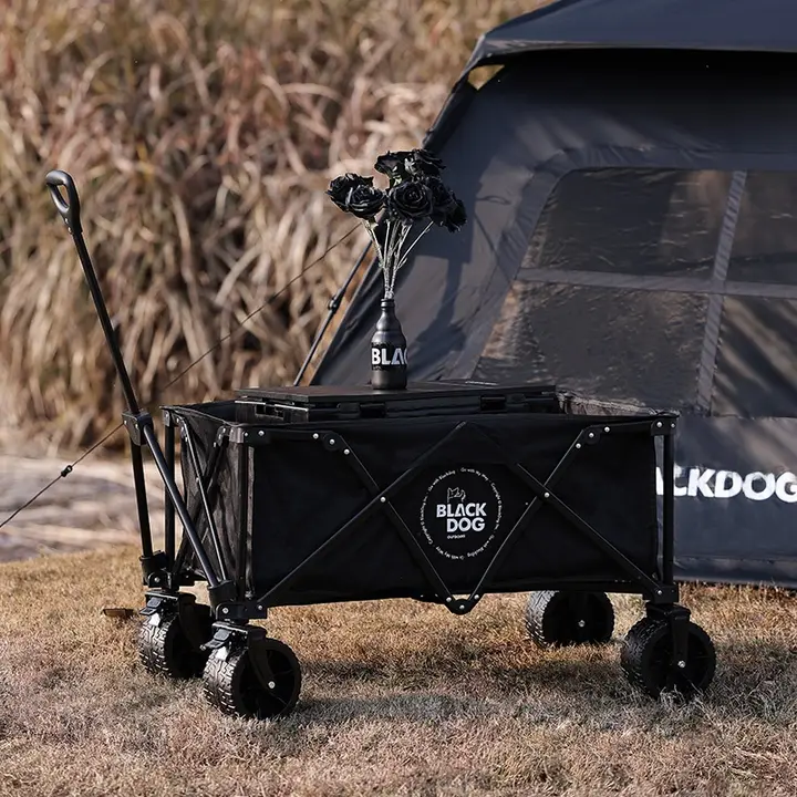 black dog 屋外用折りたたみ手押しカート【キャンプ・テーブル付き・軽量】