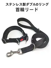 中大犬用 ダブルDリングリード付き首輪【トレーニング用・快適デザイン】