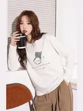 長袖Tシャツ レディース 丸首 シンプル プリント 韓流 ルーズ 着痩せ カジュアル 春 トップス 肌触り快適