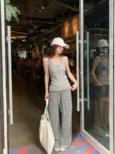 ストライプのパンツ【高腰・ゆったりシルエット・カジュアルスタイル】