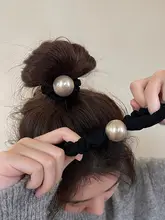 シュシュ ヘアアクセサリー パール 上品 伸縮性 お団子ヘア アップスタイル