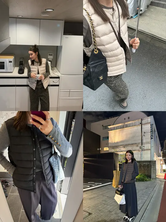 軽量ポケット付きダウンベスト【白鹅绒・防風仕様・女性用】