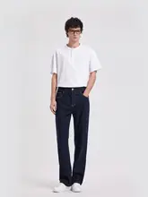 極上の柔らかさのデニムパンツ【メンズ・夏用・深青・ワイドストレートシルエット】