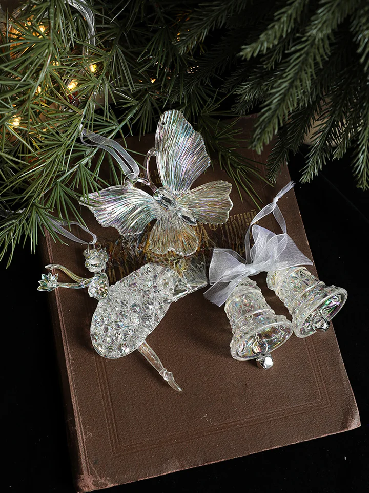クリスマス透明アクリルベルバタフライタワー飾り【クリスマスツリー用・装飾品】