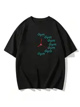 デザイン性のある時計プリント 半袖コットンTシャツ【ユニセックス・ゆったりシルエット・カジュアル用】