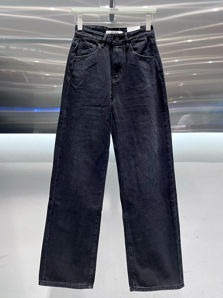 高腰黒灰色デニムパンツ：秋冬用裏起毛ワイドレッグの実用性と着心地解析
