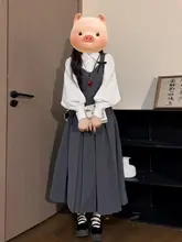 洗練されたデザインの長袖シャツキャミソールワンピース【春用・フレアスカート・韓国風】（セットアップ対応）