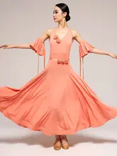 華やかなフラワーデザインのバックオープンワルツドレス【モダンダンス・大きなスカート・競技用】