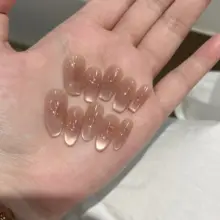 ネイルチップ ハンドメイド キャットアイ ぼかし グラデーション 透け感プラムカラー 血色感