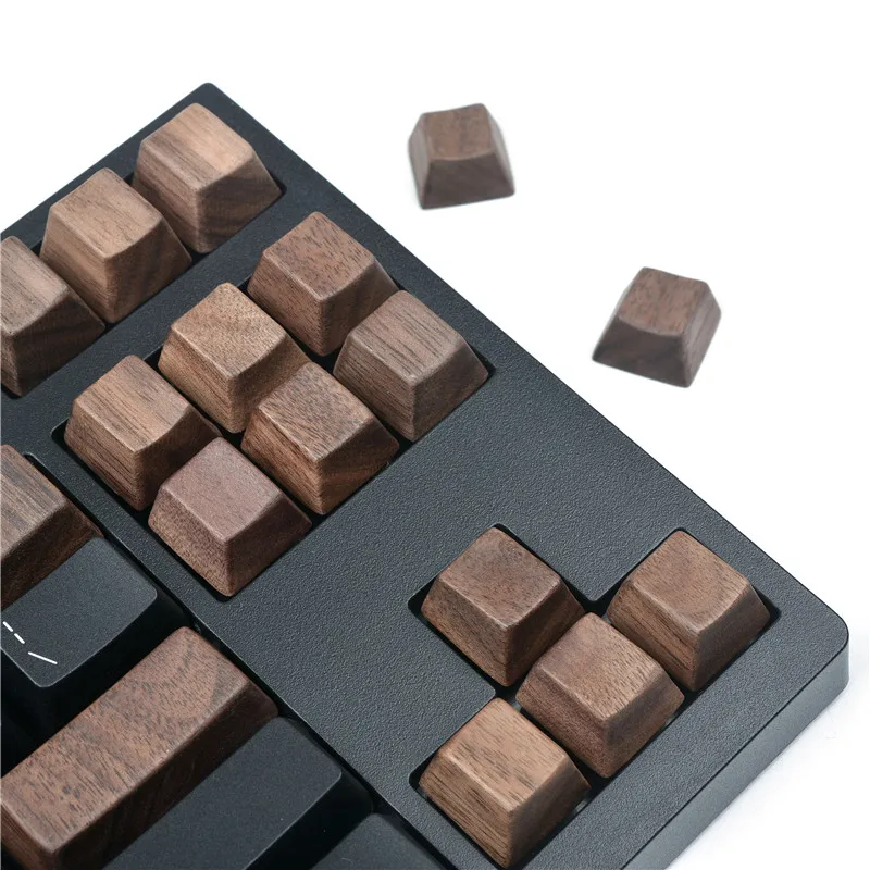 オーダーメイド黒胡桃製キーボードキーキャップ：日本語配列対応の人体工学設計と使用シーン