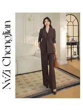 大人の女性にぴったり！ボルドー色の西装ベストとパンツ【軽やかで上品なビジネススタイル】（セットアップ対応）