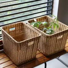 Kens ラタン風 大型ランドリーバスケット【家庭用・収納・浴室用】