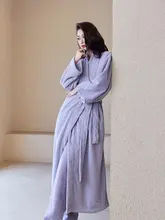 極上の柔らかさのコーラルフリースパジャマ【秋冬用・保温・ロング丈バスローブ・シンプルデザイン】（セットアップ対応）