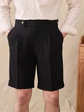 鹿三 メンズ 夏用スリムフィットショートパンツ【英倫風・軽量ポリエステル】