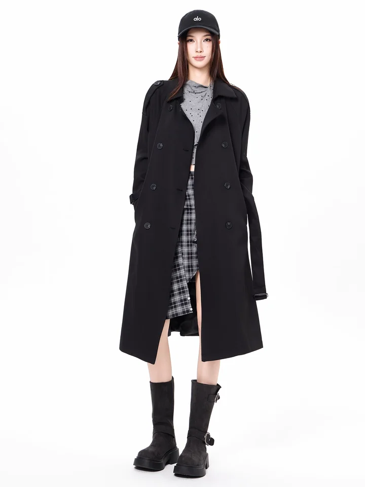 トレンチコート【カーキ・レディース・学院風・中長丈】