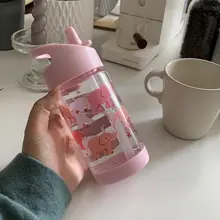 かわいいトライタン製水筒【携帯ストロー付き・子供用・便利な持ち運び】