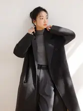 ダブルブレストデザインのモヘアコート【ウィメンズ・オーバーサイズ・秋冬用】