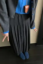 春用ハイウエストニットスカート【百褶デザイン・Aライン・女性用】