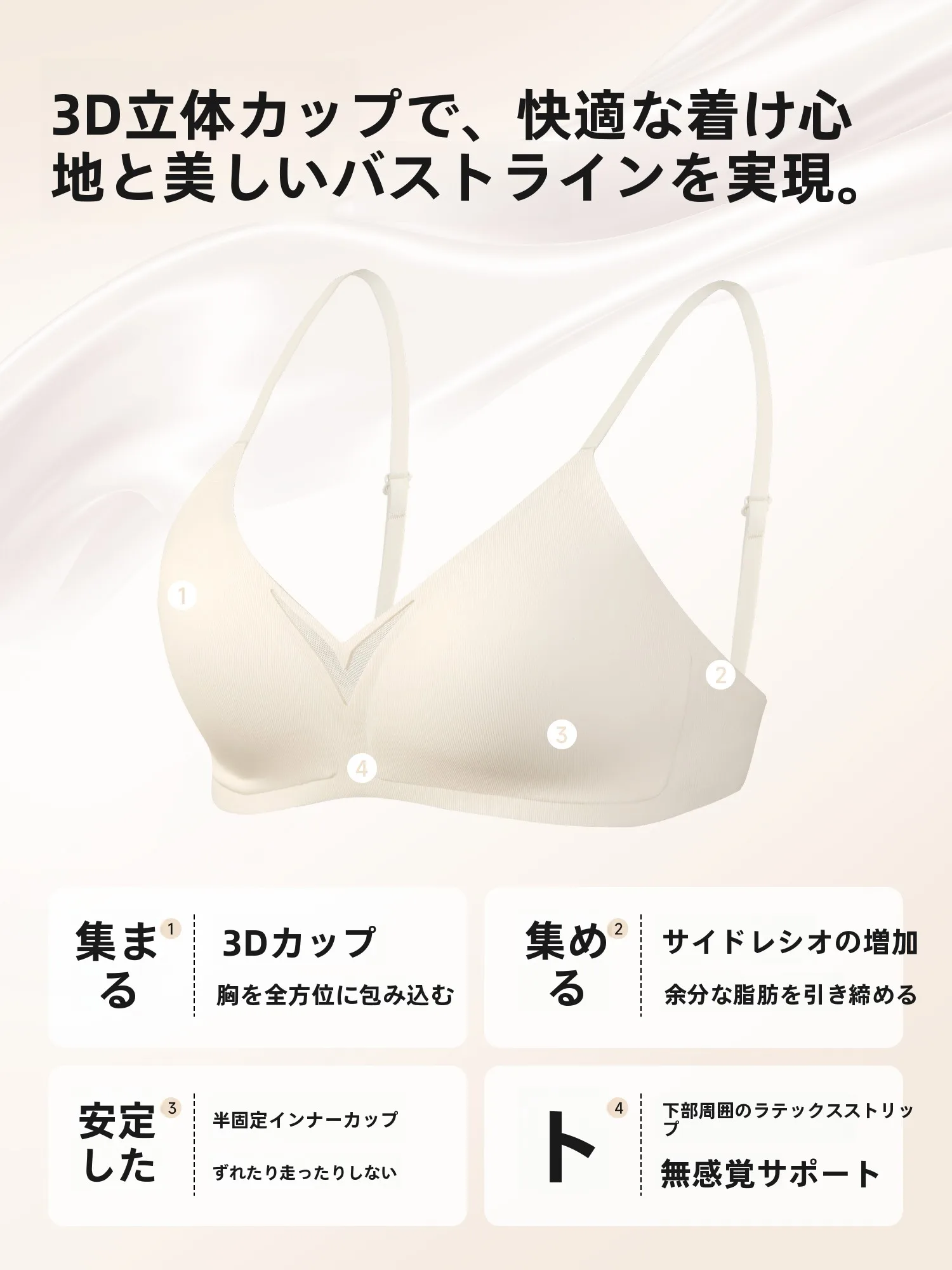 ノンワイヤーブラジャーの通気性と体へのやさしさを実証する：都市丽人DLAD2B50024