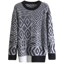 花柄デザインのゆったりラウンドネックセーター【カジュアル・冬用】