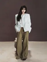 明線デザインのフィットパンツ【女性用・ワイド・ロング】