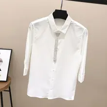 白色七分袖シャツ【シンプルデザイン・メンズ・フィット感】
