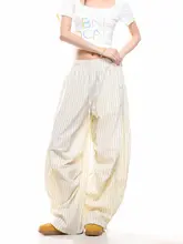 ストライプデザインのカジュアルパンツ【フィット・春夏用・ワイドレッグ】（セットアップ対応）