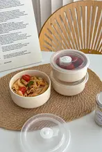密封可能な陶器製ランチボックス【フタ付き・電子レンジ対応・フルーツ・サラダ用】