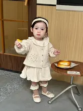 春用 長袖カーディガン付きドレスパンツ【赤ちゃん用・プリンセススタイル・極上の柔らかさ】（セットアップ対応）