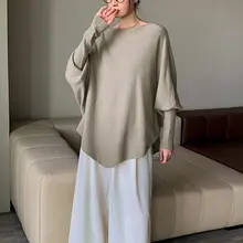 CHIC ZHI 不規則デザインの白いバタフライスリーブニットセーター【ルーズフィット・レディース】