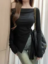 女性用 オフショルダー 長袖Tシャツ【デザイン性・ウエストシェイプ】