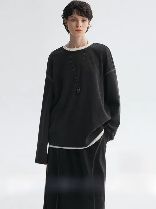 2点セット レディース ルーズTシャツ ドレープ感スカート  お散歩コーデ 「bymolycho」